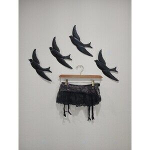 Victoria's Secret Sexy Little Things Black Pink Garter Belt With Lace Skirt - M